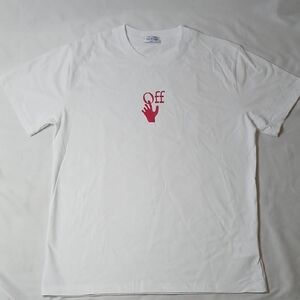 Off-White White Short-Sleeve Tee with Red Chest Logo